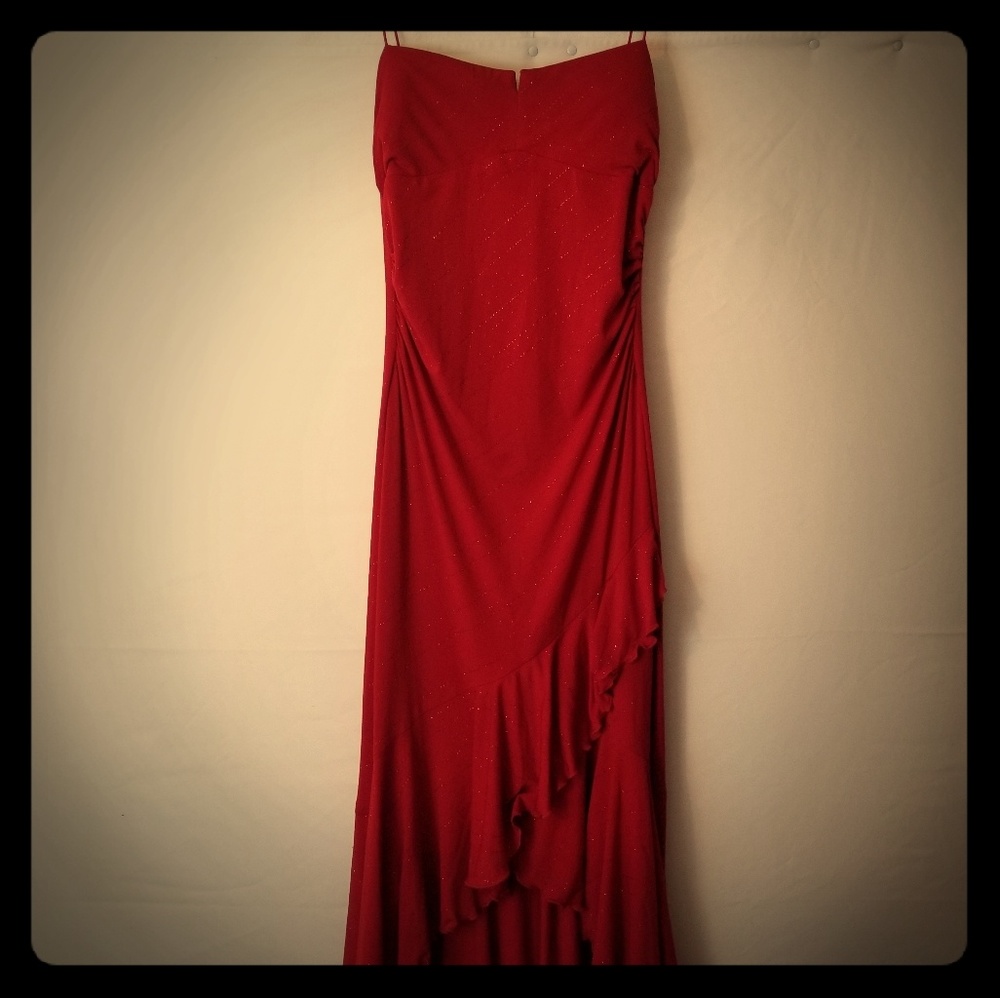 50 City Triangles red sparkle formal gown Sz L - Picture 1 of 12